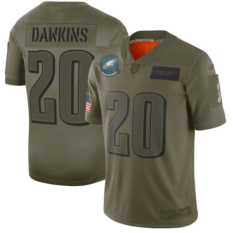 Men Philadelphia Eagles #20 Dawkins Green Nike Olive Salute To Service Limited NFL Jerseys